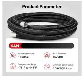 An6-e85 Evil Energy 6an Ptfe Fuel Line Kit An6 E85 Hose 10ft Black An6-e85 Evil Energy 6an Ptfe Fuel Line Kit An6 E85 Hose 10ft Black