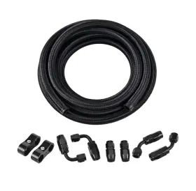 Ev00401bb Evil Energy 12an 10ft Fuel Line Kit An12 Braided Nylon Hose Cpe - Black