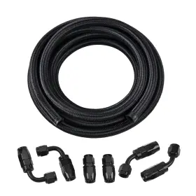 Fba-kt00398bb Evil Energy 6an Fuel Line Kit An6 Braided Nylon Hose Cpe 10ft Black
