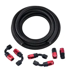 Fba-kt00398rk Evil Energy 6an Fuel Line Kit An6 Braided Nylon Hose Cpe 10ft Black&red
