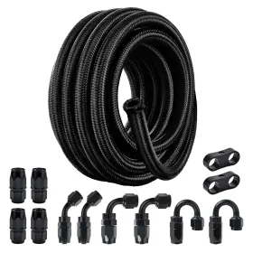 Fba-kt01269an8bk-hw Evil Energy 8an Nylon Braided Fuel Line Hose - 20ft Black Fitting Kit Fba-kt01269an8bk-hw Evil Energy 8an Nylon Braided Fuel Line Hose - 20ft Black Fitting Kit