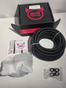 G9492-kt01561an6bb-amz1 Evil Energy 6an Nylon Braided Fuel Line Kit With Hose Fittings Cpe 20ft Black