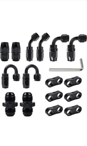 Kt010211s1-amz1 Evil Energy 6an Hose Fitting Kit 17 Pcs Set Mounts Included Black New