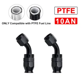 Kt01334d45-2 Evil Energy 2pcs 10an Ptfe Hose End Fitting 45 Degree Black For E85