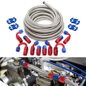 1s3089 Eynda 20ft An6 -6an An-6 3/8 Fitting Stainless Steel Braided Oil Fuel Hose Line Kit