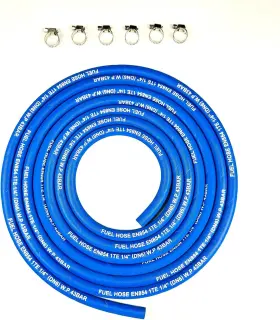 En854 Fcnflzf 15ft Fuel Line Hose High Pressure 400psi 4an 1/4 Inch 6mm Blue Tube With Clamps En854 Fcnflzf 15ft Fuel Line Hose High Pressure 400psi 4an 1/4 Inch 6mm Blue Tube With Clamps