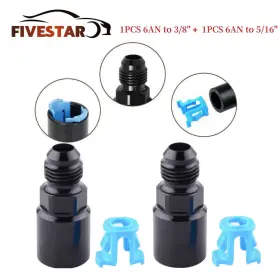 644123 Fivestarautopartsupplier 2x 6an Fuel Adapter Fit For To 3/8 And 5/16 Gm Quick Connect With Thread Efi Female