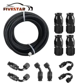 4an-6an-8an-10an Fivestarautopartsupplier Kt00503x1e15 Nylon Braided Ptfe Fuel Line Kit 10ft With 10 Fitting Hose