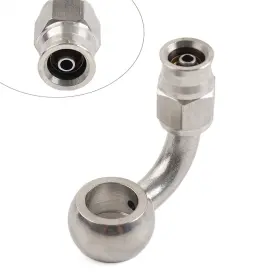 Flashbuyeasy 510000251789 Stainless Steel 10.2mm 3/8 Eye Banjo Hose Ends An-3 90 Degree Brake Motorcycle