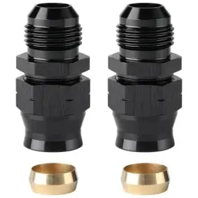 X0042 Flow Tech 10an Male Flare To 1/2 Inch Hardline Compression Fitting Black 2pcs New