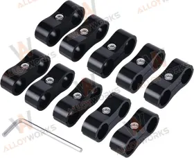 Fgjn0209 Fongoff 4an Hose Separator Clamp An4 Fuel Line Mounting Aluminum Black 10pcs