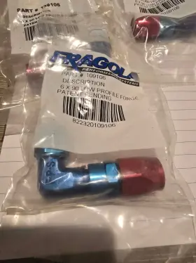 109106-bl Fragola 6 An X 90 Low Profile Forged Hose End Blue And Red Sprint Car