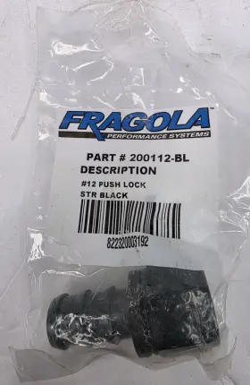 200112-bl Fragola -12 An Straight Hose End Push Lock Lok Fitting Aluminum Black