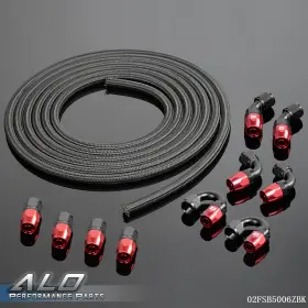 2201 G-plus Alo New 5m 6an Black Nylon Braided Oil Fuel Hose Line And Adapter End Fittings