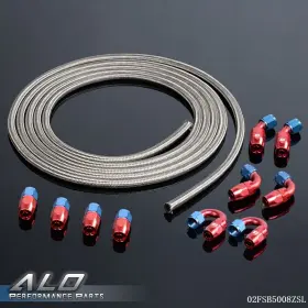 Alo020520 G-plus New Fit For An8 8an Stainless Steel Braided Oil Fuel Hose Line Pipe Kit 5 Meters