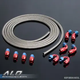 Alo026 G-plus 16ft An10 -10an Fitting Stainless Steel Braided Oil Fuel Hose Line Kit
