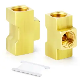 Jq-848 Gasher 2pcs Brass Brake Line Tee Fittings 5/8 Inch -18 Threads I Yellow