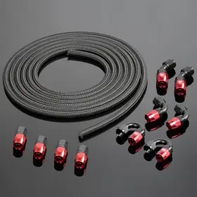 Goneparts0821 Goneparts 28 New 5m 6an Black Nylon Braided Oil Fuel Hose Line And Adapter End Fittings