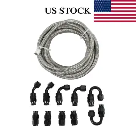 Gd4973 Goodqualitycarparts 6an An6 Black Nylon E85 Ptfe Fuel Line 20feet 10 Fittings Hose Kit