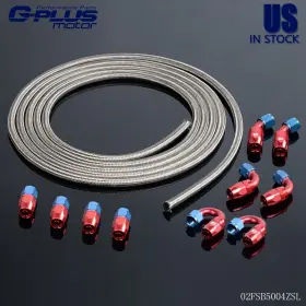 Gpl120719 Gplusmotor New Fit For Hose End Adaptor Kit 5m An4 Stainless Braided Oil Fuel Line Silver Gpl120719 Gplusmotor New Fit For Hose End Adaptor Kit 5m An4 Stainless Braided Oil Fuel Line Silver