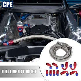 Fl16krdbu-oh Hi-autoparts An6 -6an An-6 3/8 Inch Fitting Stainless Steel Braided Oil Fuel Hose Line Kit 20ft