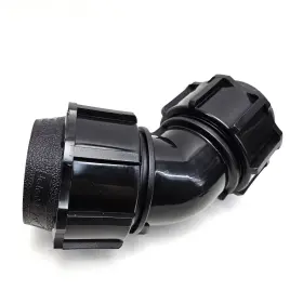 High Performance Heavy Duty Mjk45l-001 45 Degree Elbow Compression Fitting For Pe Pipe 2 Inch 63mm Black Drink Water Safe
