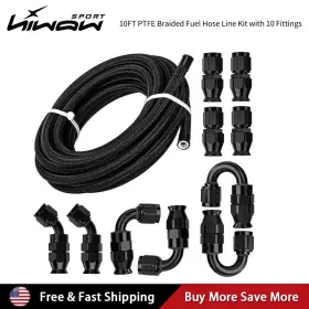 Hwp-ptfe-an10-3m-10 Hiwowsport An10 10 Ft Nylon Ptfe Fuel Line Hose Fittings Kit E85 Braided With