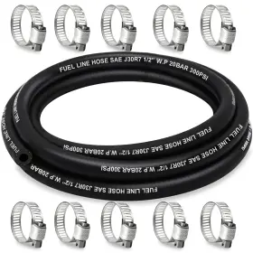 J30r7 Housun 614158510580 1/2 Inch Id Fuel Line Hose 10ft With 10 Clamps Nbr Quality