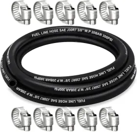 J30r7 Housun Hs Fuel 3/8 Kits Line Inch Id Hose 10ft 10 Clamps Black