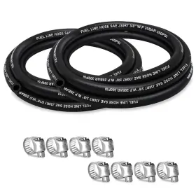 Housun Hs Fuel 51638 5 Fuel Line 5/16 3/8 Inch Id 5ft 8 Clamps Black
