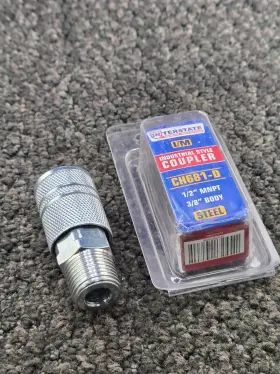 Ch681-d Interstate Pneumatics Qty 11 3/8 Inch Industrial Steel Coupler X 1/2 Mnpt Ch681-d Interstate Pneumatics Qty 11 3/8 Inch Industrial Steel Coupler X 1/2 Mnpt