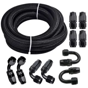 Iparts Expert 808281892440 3/8 6an 20ft Nylon Braided Fuel Line Oil/gas/fuel Hose End Fitting With