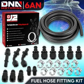 J2 Engineering Dna-j2flsnbr06bk 25ft 6an Nbr Fuel Oil Line Injector Kit With 5/16 Inch 3/8 1/4 Fitting Adapter