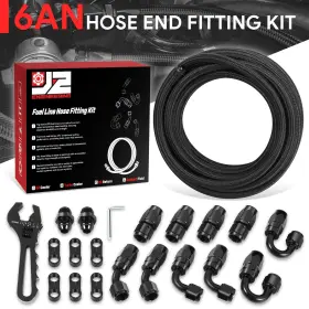 Msh-j2flscpe06bk J2 Engineering 6an 25ft Nylon Braided Stainless Steel Fuel Line Hose Gas End Fitting Set Black Msh-j2flscpe06bk J2 Engineering 6an 25ft Nylon Braided Stainless Steel Fuel Line Hose Gas End Fitting Set Black