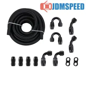 Flkan10 Jdmspeed 20feet 10an Braided Fuel Line Oil/fuel Hose Fitting Separator Clamp Kit
