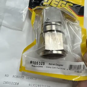 105325 Jegs -12an To Female Swivel Adapter Nickel One Piece