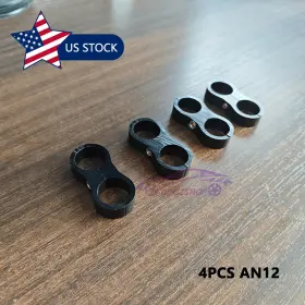 4pcs-an12 Jonjea Hxh-006-black 4pcs An12 Black Hose Separator Clamp Bracket Adapter 12an For Oil Fuel Line