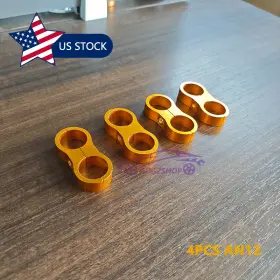 Hxh-006-gold Jonjea 4pcs-an12 4pcs An12 Gold Hose Separator Clamp Bracket Adapter 12an For Oil Fuel Line