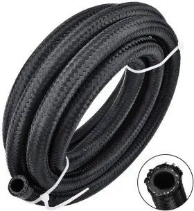 S176-ma-r-bk-p Kangomoto Fit Black Fuel Hose Oil Gas Line 20 Feet An12 Nylon/stainless Braided