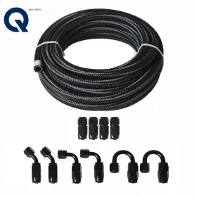 Qs276160qr Lablt 20ft Braided Fuel Hose Line Nylon And 4an Swivel End Fitting Kit Black