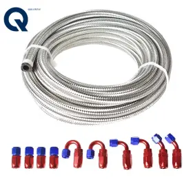 Qs276272qr Lablt 20ft Braided Fuel Hose Line Black &swivel End Fitting Kit Nylon Steel 10an