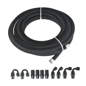Qs331744qr Lablt 6an Nylon E85 Ptfe Fuel Line 20ft 10 Fittings Hose Kit Black