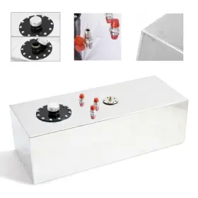 Ap-331209-12222 Leadzm 15 Gallon Top-feed Race Drift Polished Aluminum Fuel Cell Tank And Level Sender