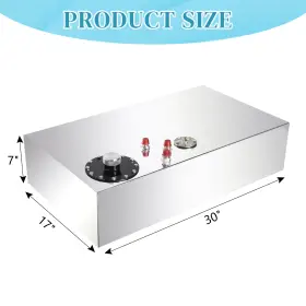 Et-331209-8846 Leadzm 17 Gallon Top-feed Alloy Fuel Cell Tank Oil Box Level Sender Caps Silver