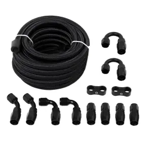 10an Lencool Racing 745278455625 An10 Fuel Line Kit Nylon Braided Hose Fitting Cpe 20ft Oil