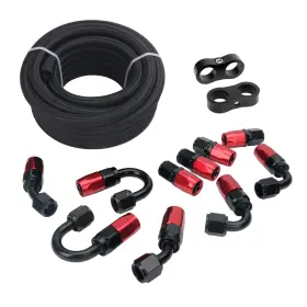 Lk-hf-10an20br Lencool Racing Nylon Braided Oil Fuel Hose Lines Fittings 10an Adapter Cpe Kit 20ft Black Red