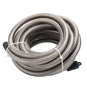 Lk-hf-6an20s Lencool Racing 6an Nylon Stainless Steel Braided Fuel Hose Oil Gas Air Line Silver Id 0.34 20ft