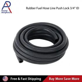 Tf-1077-3-4-723 Lencool Racing Rubber Fuel Hose Line Push Lock 3/4 Inch Id Sae 30r7 Nbr 5ft/10ft/25ft 300psi Black
