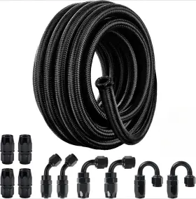 B402 Levanlighting Black 6an 20ft Fuel Line Kit Nylon Braided Hose Fitting Cpe