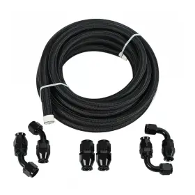 Littlestar2018 Hm64802 6an - An6 Black Nylon For E85 Ptfe Fuel Line 12ft 6 Fittings Hose Kit